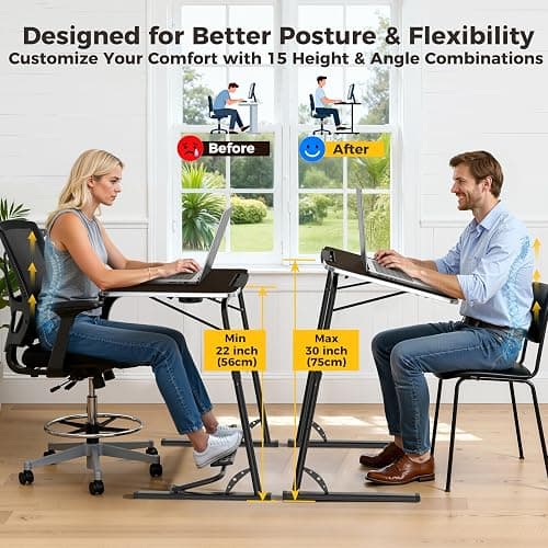 FoldWise Upgraded Folding TV Tray Table - Extra Large & Sturdy Laptop Table for Couch, Height & Angle Adjustable Desk for Dinner, Work & TV - Includes Footrest, Cup Holder, iPad Holder & Edge Stopper thumbnail 5