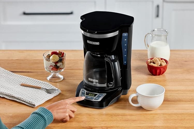 BLACK+DECKER 12-Cup Digital Coffee Maker, Programmable, Washable Basket Filter, Sneak-A-Cup, Auto Brew, Water Window, Keep Hot Plate, Black thumbnail 7