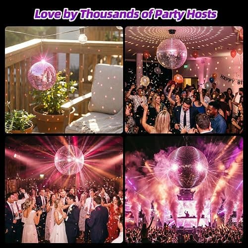 12" Mirror Disco Ball with Hanging Ring, 12 Inch Pink Disco Ball Decor with 20pcs Replacement Mirror for DJ Club, Party, Wedding, Home Decor, Live Stage for Easy Installation, Disco Ball Mirror Ball thumbnail 6