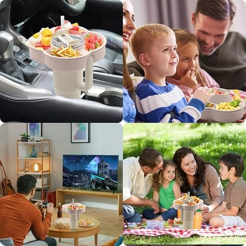 Zonyee Snack Bowl with Lid for Stanley 30 oz Tumbler with Handle, Silicone Snack Tray Snack Ring for Stanley Cup Accessories, Suitable for Car Cup Holder or Outdoor, Rose Quartz thumbnail 7