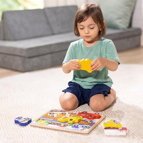 Melissa & Doug Construction Vehicles Wooden Chunky Puzzle (6 pcs) - FSC Certified thumbnail 3