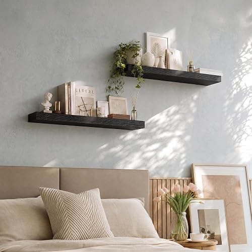 Natural Homi Floating Shelves for Wall,15.75in Wall Mounted Storage and Display for Living Room, Bedroom, Kitchen, Bathroom Set of 2 Black thumbnail 7