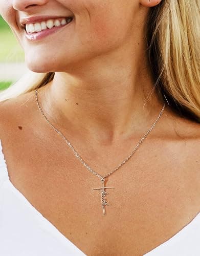 Lcherry Faith Cross Pendant Necklace for Women Religious Christian Jewelry Mother's Day Gifts for Women thumbnail 2