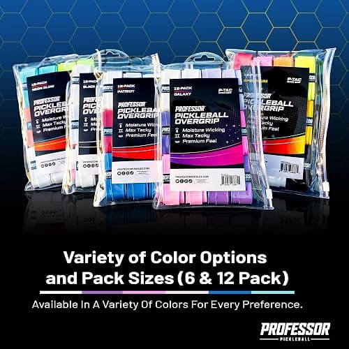 Professor P-Tac Pickleball Paddle Overgrip – Max Tacky, Moisture-Wicking Grip Tape for Pickleball Paddles in 6 & 12 Packs, Anti-Slip & Durable Overgrip for Control & Enhanced Performance thumbnail 5