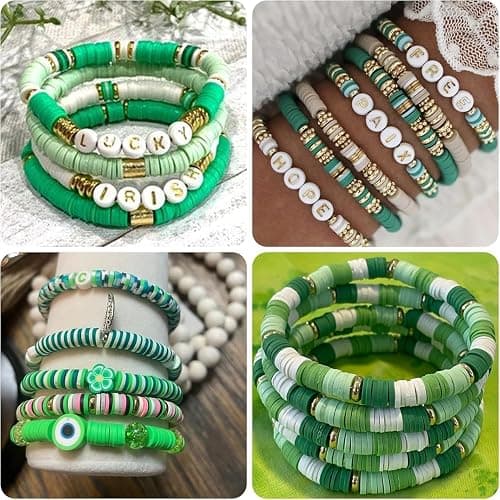 THRELE 3500pcs Green Clay Beads for Bracelets Making 6mm Heishi Beads Polymer Flat Round Disc Clay for Jewelry Making Green Bead Crafts thumbnail 7