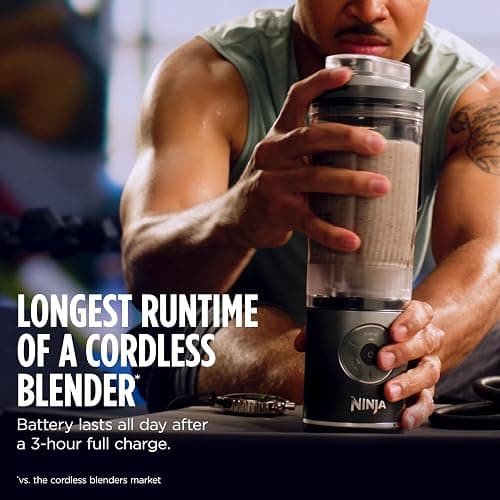 Ninja Blast Max, Portable Blender + Twist & Go, Personal Smoothie, Blend, Ice Crush, 3 Programs, Cordless, 22oz removable Vessel, Dishwasher Safe, Leakproof, Lavender/Teal, BC251PU thumbnail 2