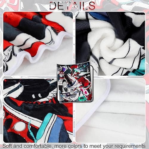 EISKBC Basketball Sneaker Blanket for Boys, Soft Cozy Warm Flannel Fleece, Decorative for Sofa, Couch, Chair, Bed, Living Room, 60x50inch thumbnail 3