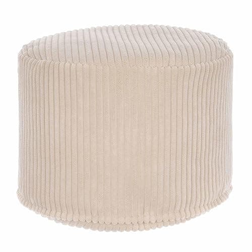 DreamRoots Pouf Hocker Rund - Cord 50x50x35 cm - Für Couch und Wohnzimmer - Sitzpouf - Fußhocker Für Sessel - Sitzhocker - Hocker Sofa - Image 1