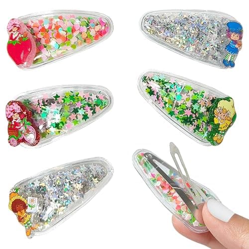 LUV HER Strawberry Shortcake Hair Accessories for Girls – 6pc Cute Confetti Hair Clips with Character Charms, Ages 3+ thumbnail 6