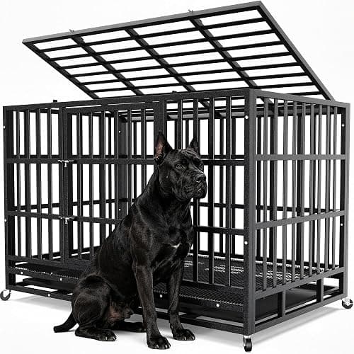 Hiwokk 48 Inch Heavy Duty Dog Crate, Indestructible Kennel for Large Dogs | 38-96" for Small to All Breeds Dogs | Escape Proof Latch | Removable Tray | Chew-Proof Steel | Lockable Wheels | Easy-Clean - Image 1