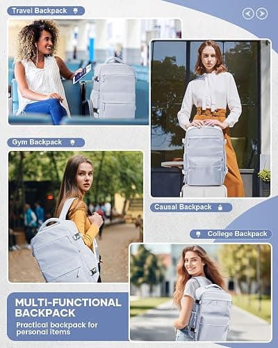 BOXSAM Vacuum Travel Backpack with Pump for Women, Personal Item Carry on Vacpack Backpacks Flight Approved 18x14x8 inches for Men,Laptop Waterproof Work Compression bags Casual Daypack,Grey thumbnail 9