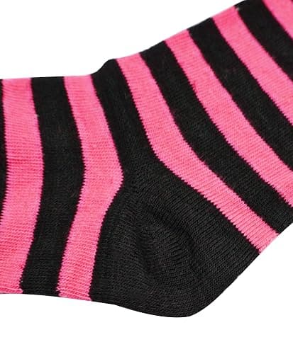 Bienvenu Womens Socks Striped Knee High Socks Arm Warmer Fingerless Gloves Set - Fuchsia thumbnail 4