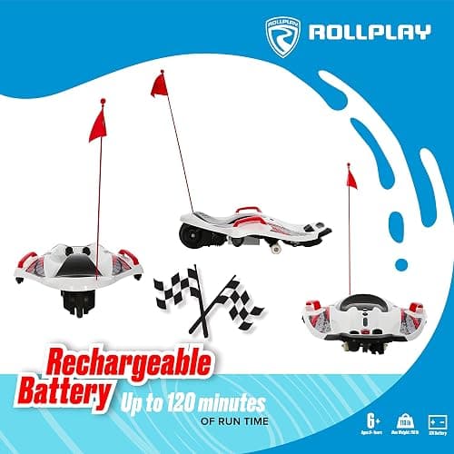 Rollplay Nighthawk Electric Ride On Toy for Ages 6 & Up with 12V 7AH Rechargeable Battery, Side Handlebars for Steering, Tall Rear Safety Flag, and a Top Speed of 6.5 MPH, White thumbnail 7