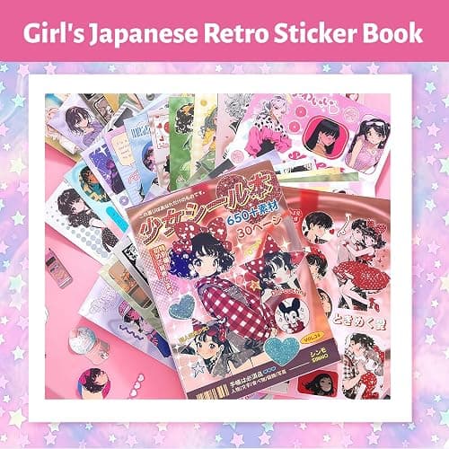 Bafutayawa Sticker Book Journal Scrapbook Accessories, 30 Sheets with 650+ Retro Anime Girl Designs for Scrapbooking & Bullet Journal, Kawaii Sticker Set for Photo Album, Nostalgic Showa Style thumbnail 4