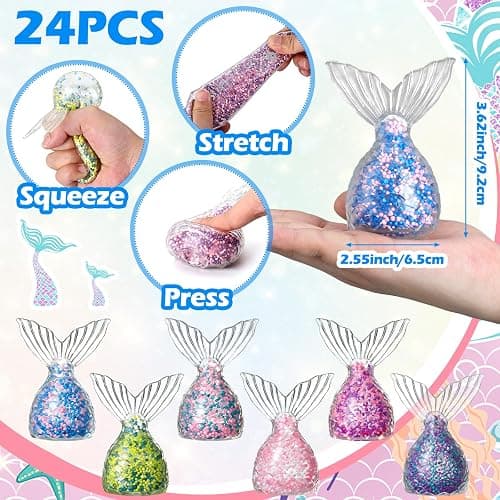 JolliLudo 24 Pcs Mermaid Party Favors Stress Relief Balls Bulk Squeeze Ball Set for Mermaid Birthday Party Favors Under the Sea Decoration Supplies thumbnail 3