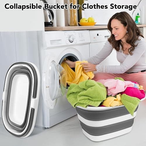 Large Collapsible Mop Bucket, 16L(4.2 Gallon) Plastic Bucket for House Cleaning, Car Washing, Silicone Cleaning Supplier Organizer, Portable Basket with Handle for Laundry Storage, RV Camping, Fishing thumbnail 6