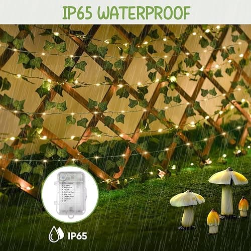 40ft 120 LED Vine Fairy Lights Battery Operated, 8 Modes & Timer Ivy String Lights with Remote, Green Leaf Lights for Indoor Bedroom Classroom Office Wall Garden Party Wedding Decor (Warm White) thumbnail 7