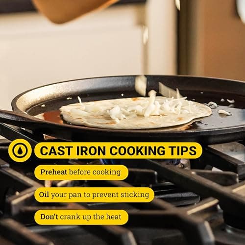 Lodge L9OG3 Cast Iron Round Griddle, Pre-Seasoned, 10.5-inch - Made in USA, Compatible with Stovetop, Oven, Grill & Campfire thumbnail 10