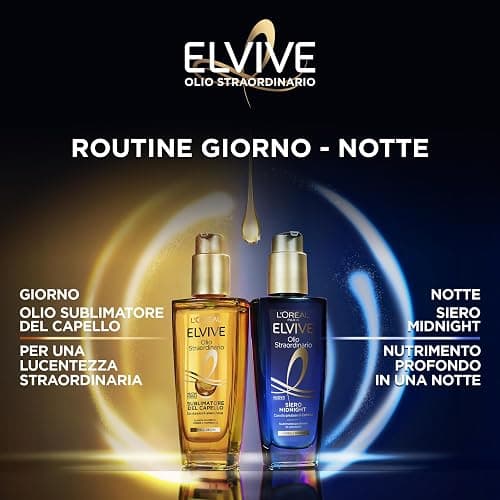 L'Oréal Paris Elvive Kit per Capelli Secchi con Olio Sublimatore del Capello per il Giorno, e Siero Midnight per la Notte, Lucentezza Straordinaria e Nutrimento Intenso, Olio Straordinario thumbnail 2