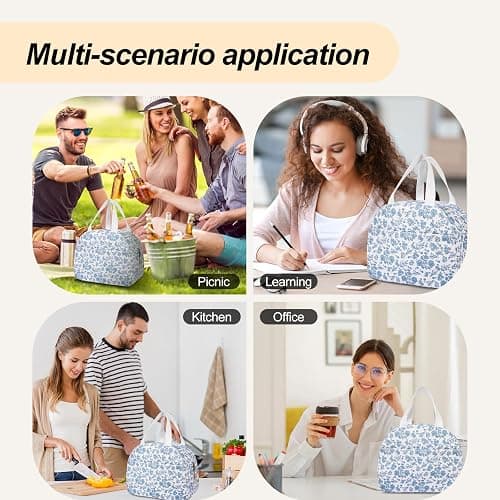Lunch Box for Women,Cute Lunch Tote Bag,Reusable Insulated Lunch Box,Large Capacity Cooler Bag with Compartments for Work, Picnics or Travelling thumbnail 7
