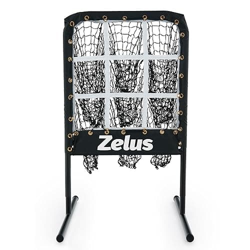 ZELUS Baseball Net with Target Pockets, Pitching Net with Strike Zone, Portable Pitcher Trainer Net, Height Adjustable Softball Baseball Training Equipment for Hitting and Pitching - 9 Hole