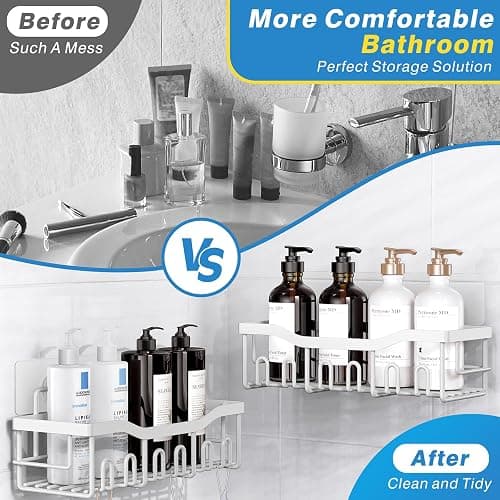 EUDELE 5-Pack Rustproof Stainless Steel Shower Caddy – No Drill Adhesive Bathroom Organizer with Large Capacity, Spacious Shower Shelves for Inside Shower, Kitchen & Home Decor Storage-XL Size thumbnail 4