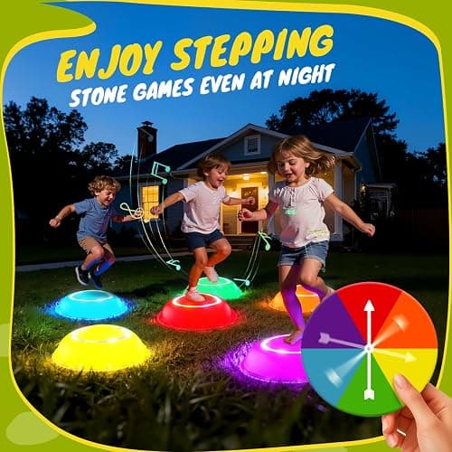 Scvcid Rechargeable Stepping Stones for Kids, 6pcs Music and Light Up Anti-Slip Balance Sensory Toys for Toddler, Kids Indoor and Outdoor Play Equipment, Birthday Gifts Toys for 3 4 5+ Year Old Kids thumbnail 4