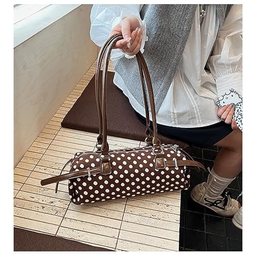 Large Capacity Canvas Polka Dot Handbag for Women, Stylish Versatile Underarm Bag thumbnail 2