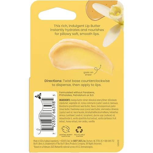 Burt's Bees Vanilla Honey Lip Butter Balm, 0.5 Oz. | Repairs Dry Lips, 24 Hour Hydration, Locks in Moisture, Shea and Mango Butter, Antioxidant Rich Vitamin E, Twist Up Dispenser thumbnail 14