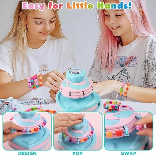 DPAPDI Pop Style Bracelet Making Kit for Girls, 192 Beads Jewelry Maker with No-Knot Design & Carry Case, Creative Arts Crafts Gift for Kids Ages 6 7 8 9 10 11 12 thumbnail 3