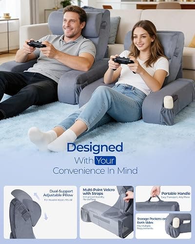 Reading Pillow with 30-90° Stepless Adjustable Angle & Height, 2 in 1 Back Wedge Pillow for Bed Sitting up with Detachable Arms Rest, Backrest Pillow for Reading/Gaming/Working in Bed or Couch, Medium thumbnail 4