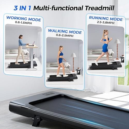 SupeRun Walking Pad with Incline, Under Desk Treadmill, 3 in 1 Portable Treadmills for Home with Remote Control LED Display, 2.5 HP Quiet Mini Treadmill for Office Home Use, 300 Lbs Capacity thumbnail 4