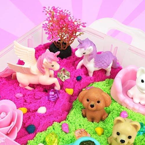 AGENTLAN Stackable Sensory Bin, Unicorn & Pet Sensory Sand, Unicorn and Pet Sandbox with Play Sand for Toddlers Boys and Girls, Kids Toys Gift for Age 3 4 5 6 7 8+ thumbnail 2