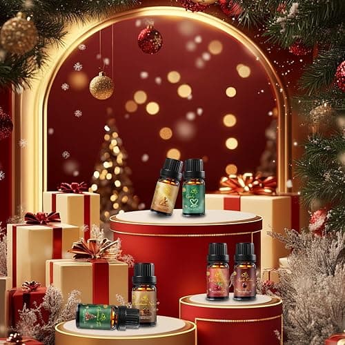 Christmas Essential Oil Set | 6 Pack Holiday Fragrance Oils for Diffuser, Candle Making | Christmas Tree, Spice, Gingerbread, Apple Cider, Candy, Cranberry | Aromatherapy Gift Set for Home & Women thumbnail 3