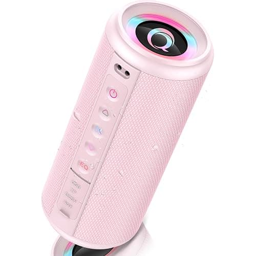 Portable Bluetooth Speaker, 2026 Bluetooth 5.4 Wireless Speaker with 20W HD Loud Stereo Sound, 20H Playtime, LED Lights, IP7, TWS Pairing, Built-in Mic, for Outdoor, Home, Beach, Party, Gift, Pink - Image 1