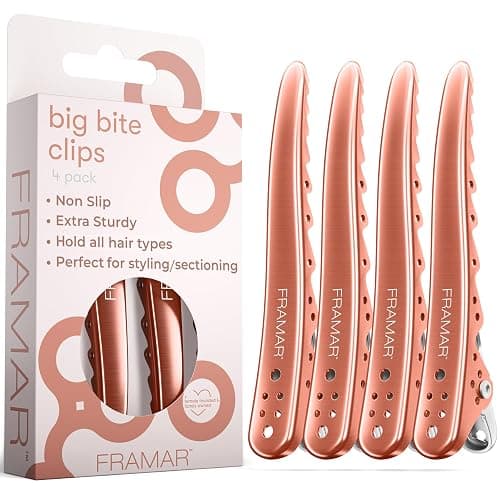 Framar Pink Hair Clips For Styling – Professional Metal Hair Clips For Women Styling, Metal Clips For Hair, Hair Styling Clips, Extra Strong With No Slip - 4 Pack Rose Gold - Image 1