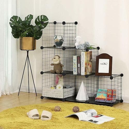 TUMUCUTE Wire Cube Storage Organizer, Metal Storage Shelves Bookshelf, Stackable Modular Closet Organizer for Bedroom Living Room, Office,Storage Shelves（6-Cube，Black） thumbnail 2