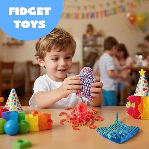 JOYIN 3 Pcs 3D Printed Fidget Toys, Articulated 3D Printed Octopus, Ray & Starfish, Flexible 3D Printed Sea Creatures for Stress Relief, Cool 3D Printed Stuff for Desk Decoration thumbnail 2
