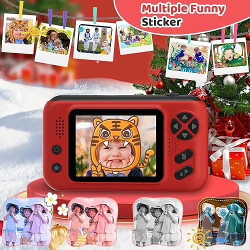 Makolle Kids Camera for Girls, mini Camera for Childrens Age 3-8, Red | Flip Up Lens, Drop Proof, With Tripod, Long Battery Life, SD Card Included, Birthday Gifts for Boys and Girls Age 3-12 thumbnail 4