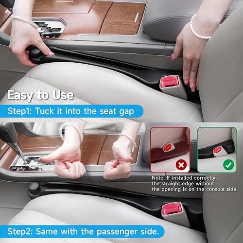 Givifive Car Seat Gap Filler Set of 2, 3IN1 Seat Side Gap Filler Plug with Storage Slot & Hook Function, Soft Foam Universal Fit Car SUV Truck Fill Gap Between Seats Console Organizer（Narrow Black） thumbnail 9