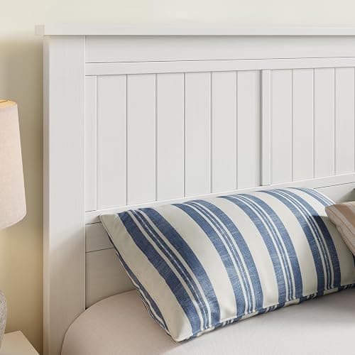 ComfIQ Serene Solid Wood Window-Pane Panel Headboard – Easy Assembly, Casual Coastal Style – Queen Size in White thumbnail 5