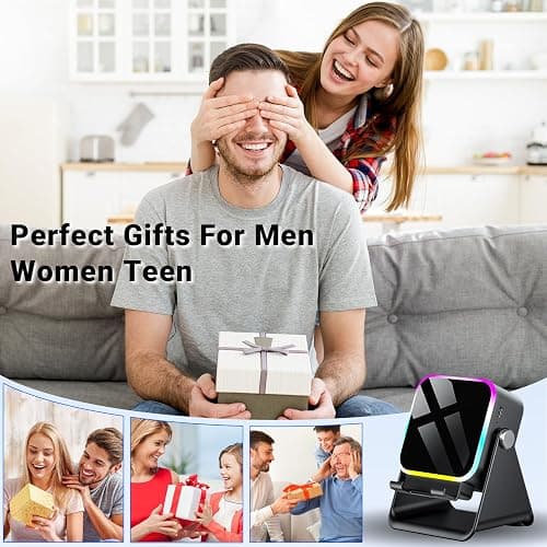Induction Speaker with Phone Stand 5 in 1 Wireless Induction Bluetooth Audio for iPhone Android Phone Speakers Amplifier with Rechargeable Colorful Light, Birthday Gifts for Men Women Teens (Black) thumbnail 8