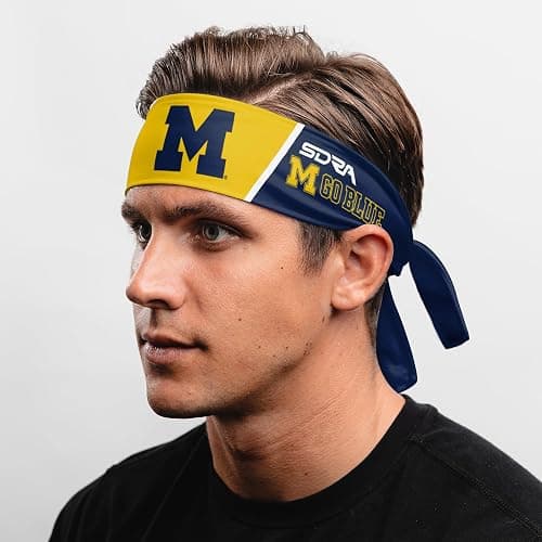 Suddora University of Michigan Headband, Michigan Wolverines Breathable Sweatbands for Sports Events, Non-slip Fabric Headband for Football, Tennis, Workout, Costumes & Cosplay thumbnail 2