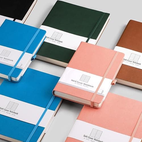 AHGXG Thick Journal Lined Notebook - 320 Numbered Pages Journal for Women A5 Notepad College Ruled, 100gsm Paper, Leather Hardcover, for Men Writing Work Office School, 5.75'' X 8.38''-Black thumbnail 8