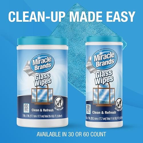 MiracleWipes for Glass, Disposable and Streak Free Cleaning Wipes for Mirrors, Windows, Kitchen, Home, and Auto- (60 Count (Pack of 1)) thumbnail 3