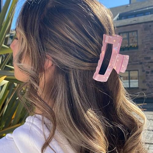 HAYHOI 10 Pcs Hair Claw Clips, Marble Tortoise Acrylic Large Hair Claw Clip Thick Thin Hair, Cute Butterfly Hair Barrettes Pins, Aesthetic Styling Accessories ,Brown Opal Pink, 10.0 count, Pack of 10 thumbnail 5