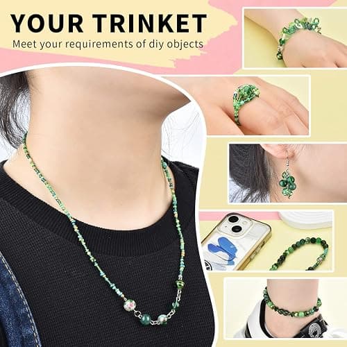 Glass Beads Jewelry Making Kit, Fresh Green Color-900pcs Include 8mm Assorted Beads, 4mm Bicone Crystal Beads, 2-4mm Spacer Seed Beads for DIY Bracelet, Earring Necklace Pendants Making Supplies thumbnail 6
