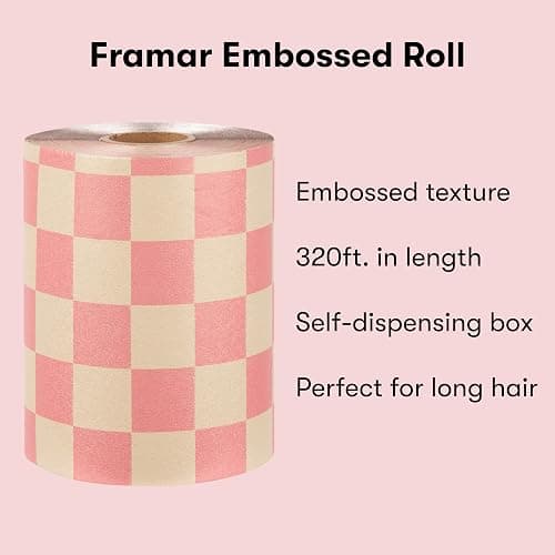 FRAMAR Beige and Pink Checkered Hair Foil – Hair Foils For Highlighting Long Hair, Salon Foil For Hair Highlighting, Salon Foils For Hair Stylist, Embossed – 320 ft thumbnail 2