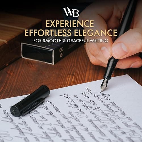 Wordsworth & Black Luxury Fountain Pen Set for Writing, Bent Nib, All Black | Gift for Men & Women, Brass Body, German Iridium, Calligraphy, Converter + 24 Ink Cartridges, Refillable, Stylo Plume thumbnail 3