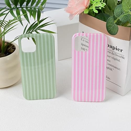 SleekCover Compatible with iPhone 11 Case,Cute Kawaii Aesthetic Striped Pattern Cover for Women Girls,Soft TPU Shockproof Protective Stylish Case for iPhone 11 6.1",Blue thumbnail 9